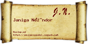 Janiga Nándor névjegykártya